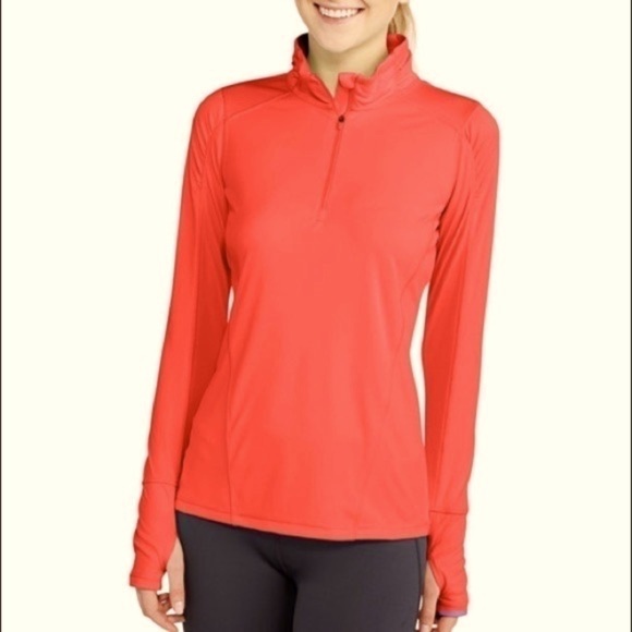 Danskin Now Jackets & Blazers - Da skin Now Semi Fitted Orange Long Sleeve 1/4 Zip Jacket